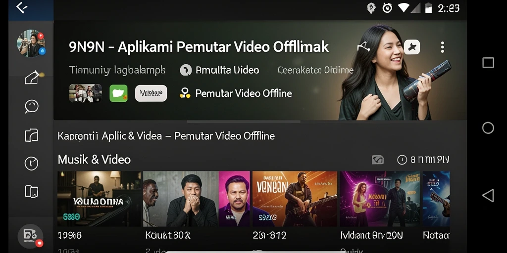 Tampilan antarmuka aplikasi Pemutar Video Offline 9N9N yang intuitif.