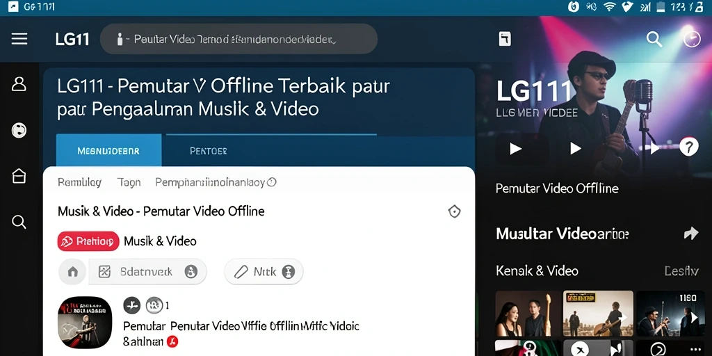 Screenshot antarmuka LG111 menampilkan fitur Pemutar Video Offline yang menarik.