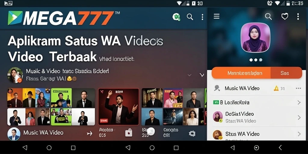 Antarmuka pengguna MEGA777 yang intuitif untuk video status.