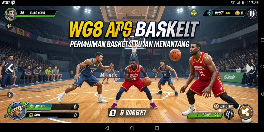 Screenshot utama WG87 menampilkan aksi seru di lapangan basket.