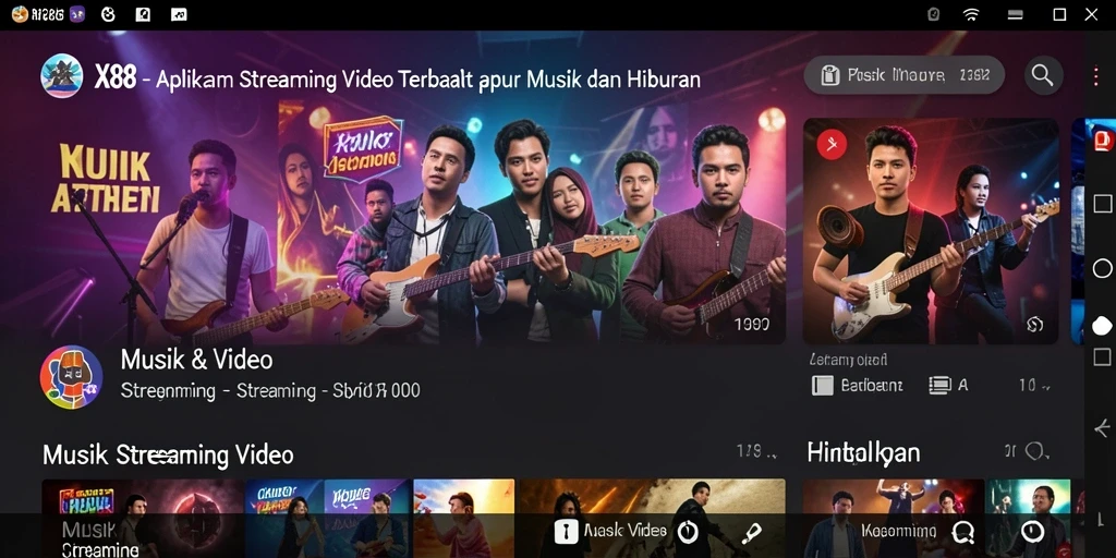 Screenshot utama X88 menampilkan antarmuka streaming video yang modern dan user-friendly.